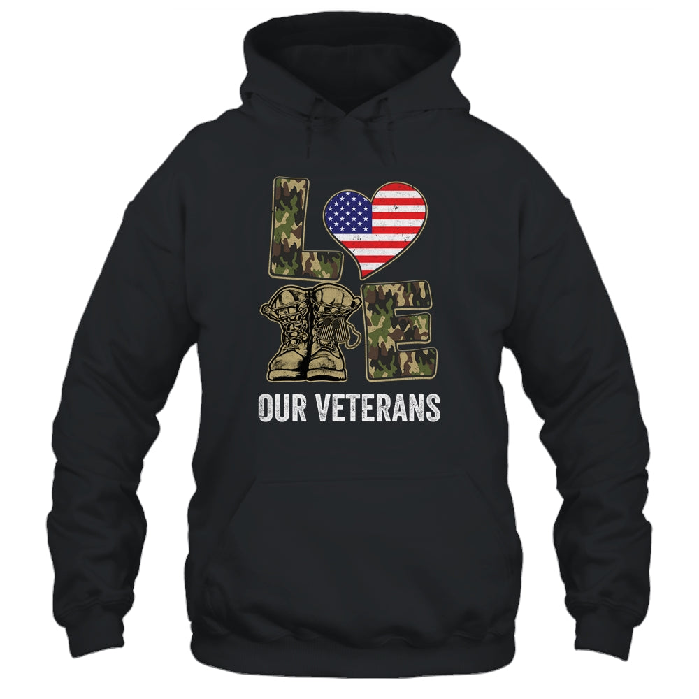 Love Our Veterans Day Proud Military US Flag Shirt & Hoodie | siriusteestore