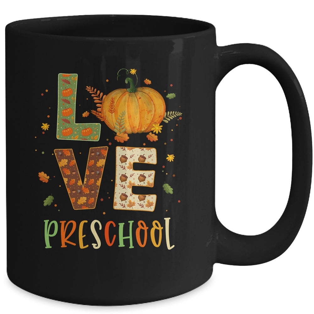 Love Preschool Happy Fall Thanksgiving Mug | siriusteestore