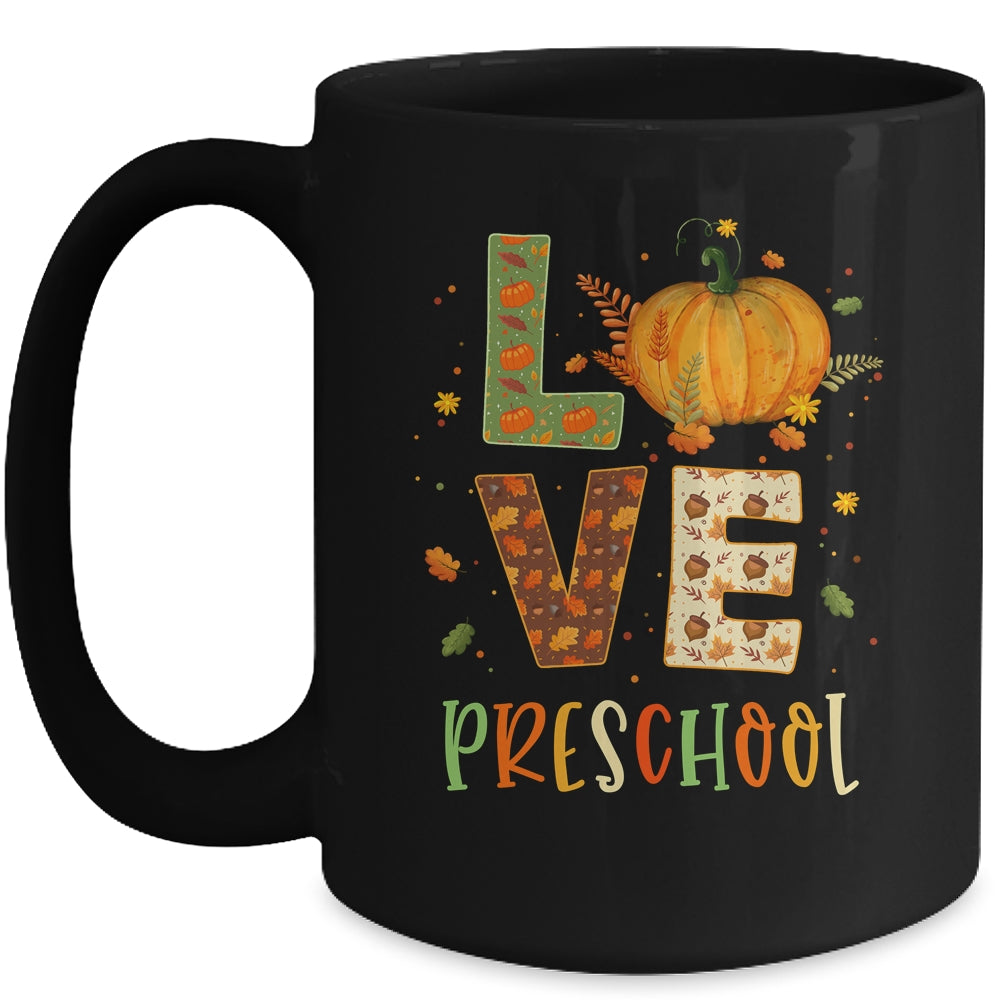 Love Preschool Happy Fall Thanksgiving Mug | siriusteestore