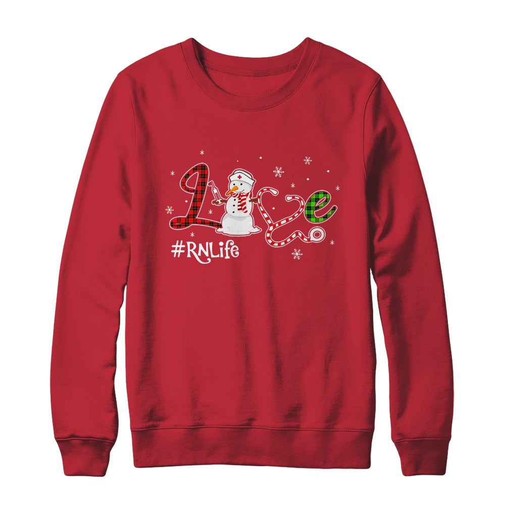 Love RN Life Snowman Funny Nursing Christmas Day Gifts Shirt & Sweatshirt | siriusteestore