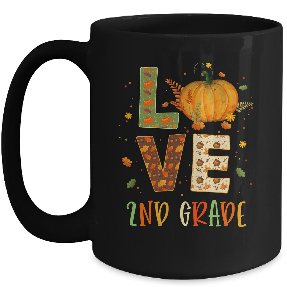 Love Second Grade Happy Fall Thanksgiving Mug | siriusteestore