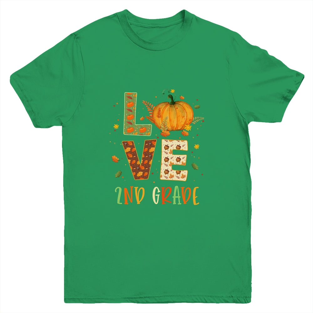 Love Second Grade Happy Fall Thanksgiving Youth Shirt | siriusteestore