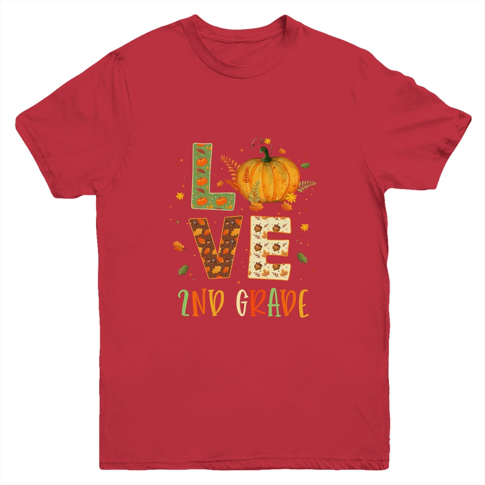 Love Second Grade Happy Fall Thanksgiving Youth Shirt | siriusteestore