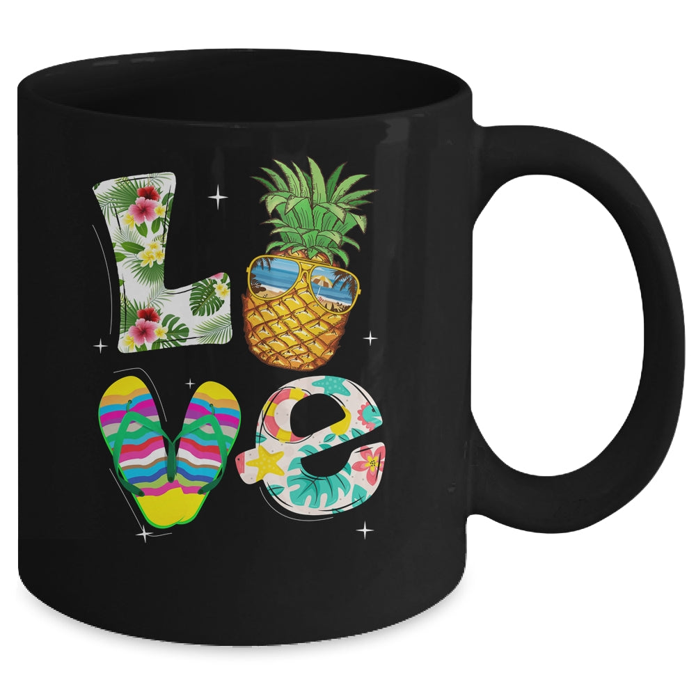 Love Summer Beach Life Pineapple Tropical Flip Flop Mug | siriusteestore
