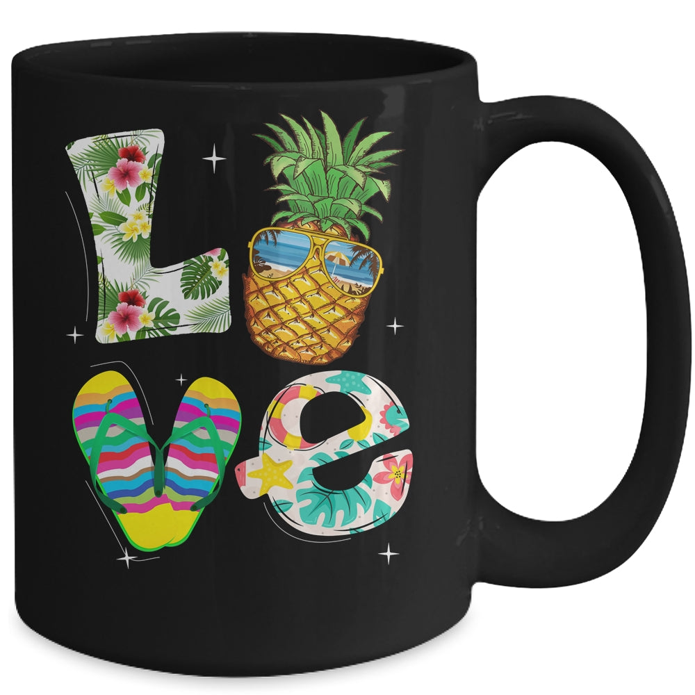 Love Summer Beach Life Pineapple Tropical Flip Flop Mug | siriusteestore