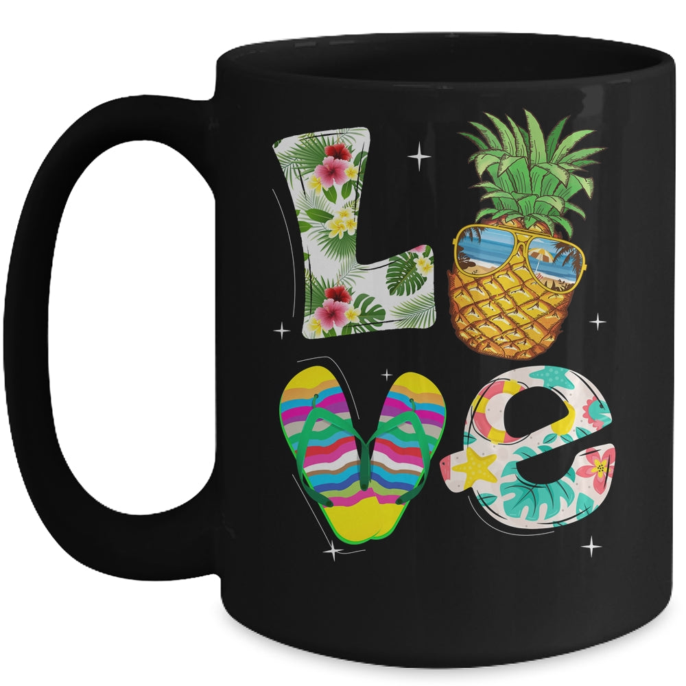 Love Summer Beach Life Pineapple Tropical Flip Flop Mug | siriusteestore
