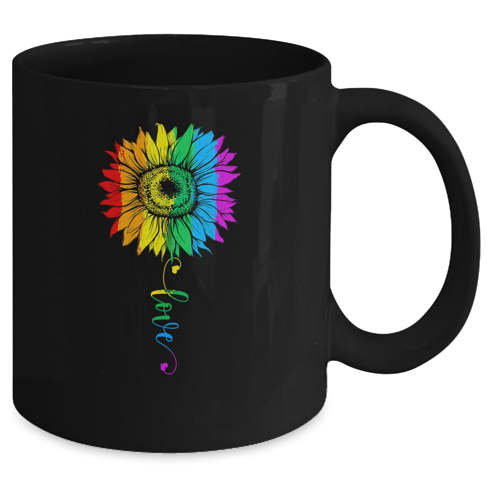 Love Sunflower Floral LGBTQ Rainbow Flag Gay Mug | siriusteestore