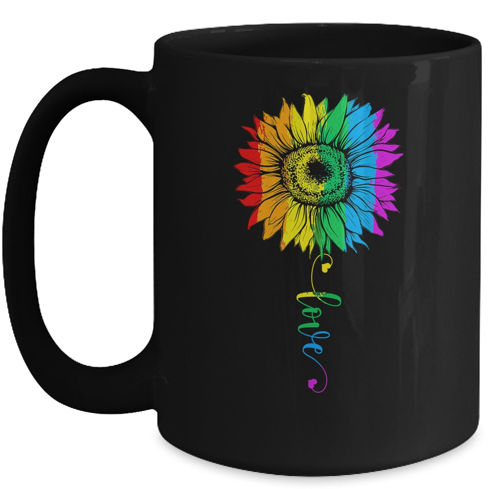 Love Sunflower Floral LGBTQ Rainbow Flag Gay Mug | siriusteestore