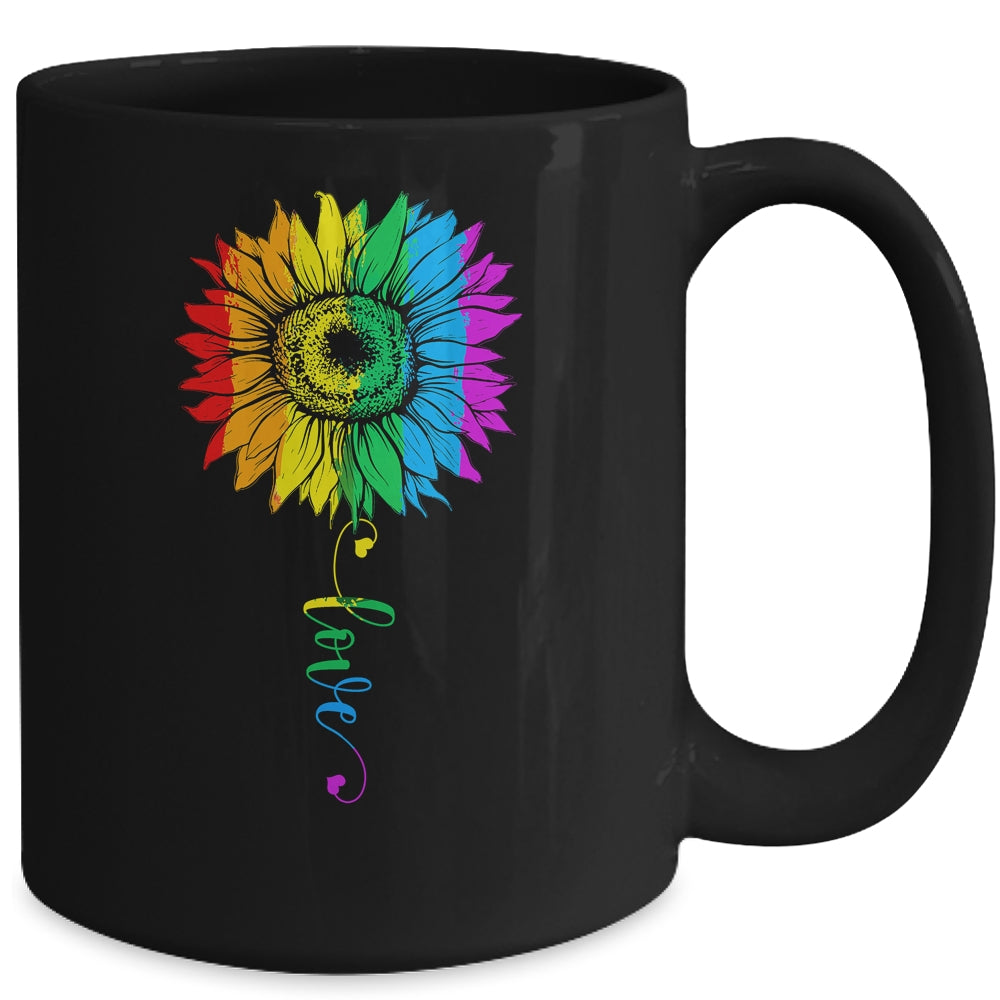 Love Sunflower Floral LGBTQ Rainbow Flag Gay Mug | siriusteestore