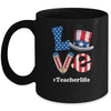 Love Teacher Life American Flag USA 4th Of July Fourth Mug | siriusteestore