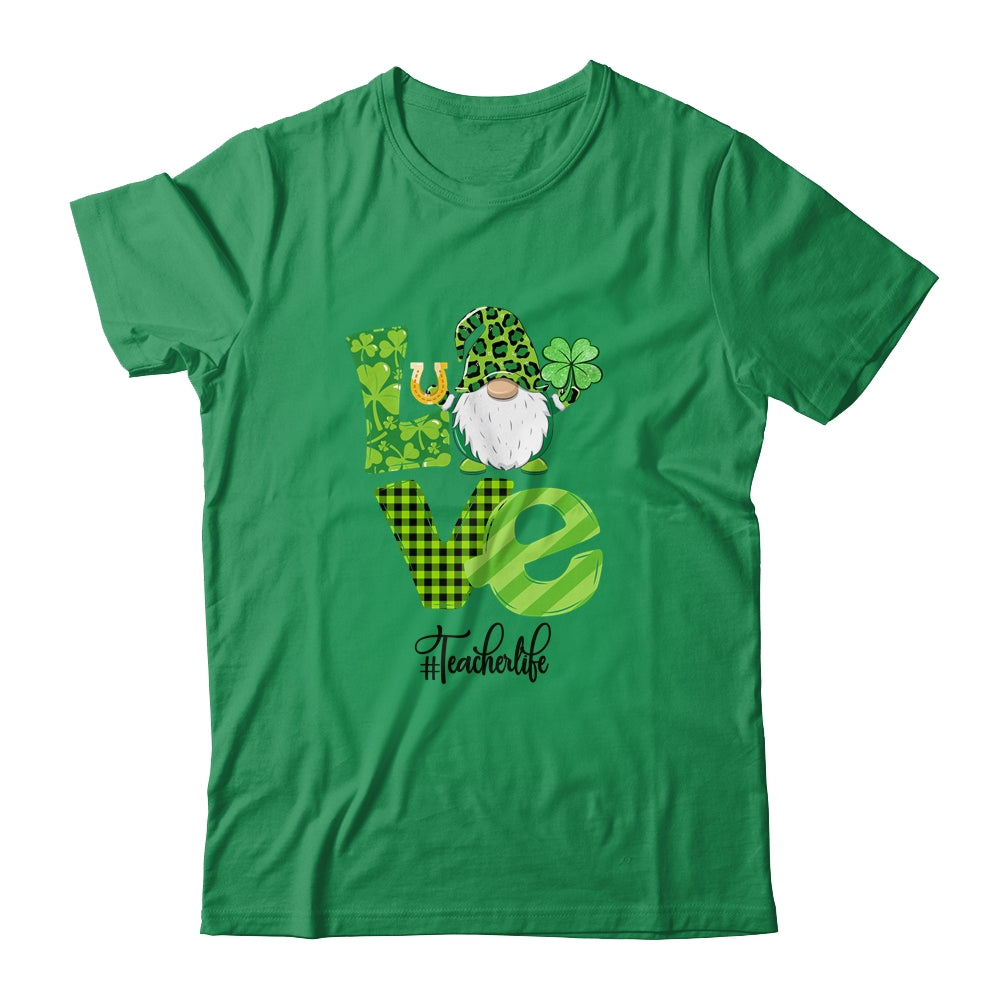 Love Teacher Life Gnome Leopard Shamrock St Patrick's Day Shirt & Hoodie | siriusteestore