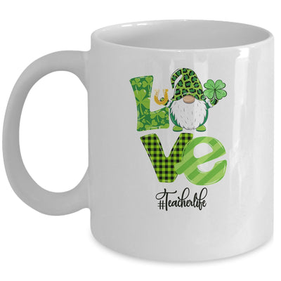 Love Teacher Life Gnome Leopard Shamrock St Patrick's Day Mug | siriusteestore