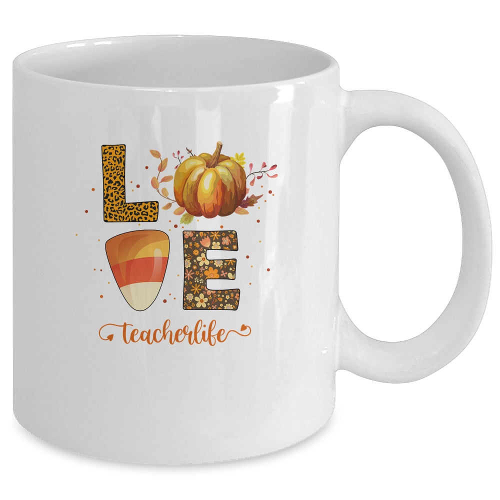 Love Teacher Life Pumpkin Halloween Mug | siriusteestore