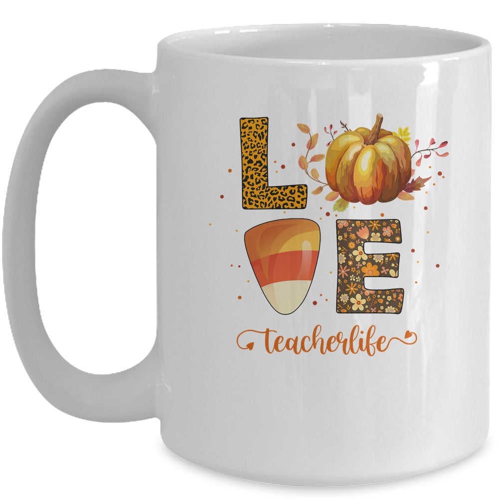 Love Teacher Life Pumpkin Halloween Mug | siriusteestore