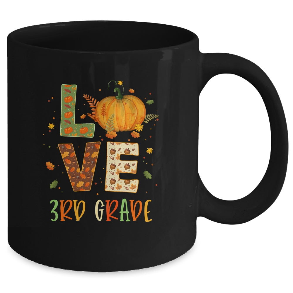 Love Third Grade Happy Fall Thanksgiving Mug | siriusteestore