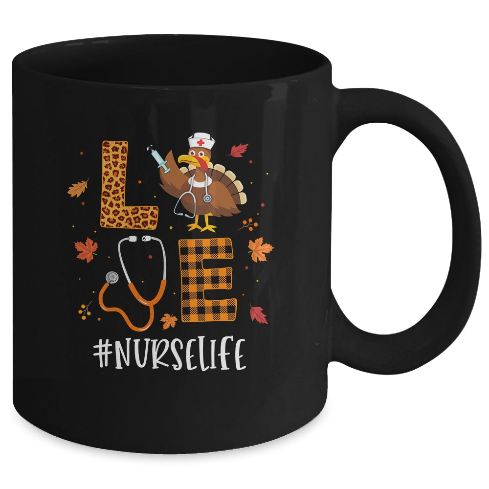 Love Turkey Stethoscope Nurse Life Thanksgiving Fall Mug | siriusteestore