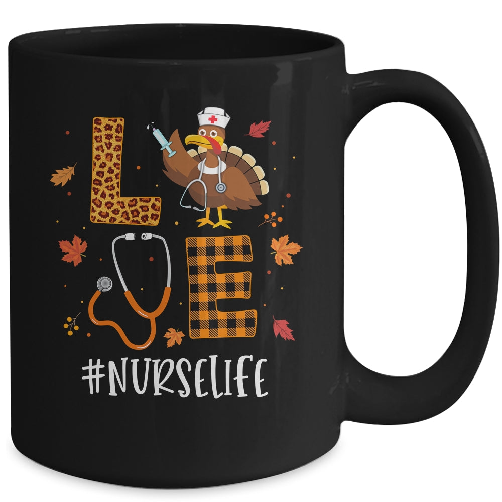 Love Turkey Stethoscope Nurse Life Thanksgiving Fall Mug | siriusteestore