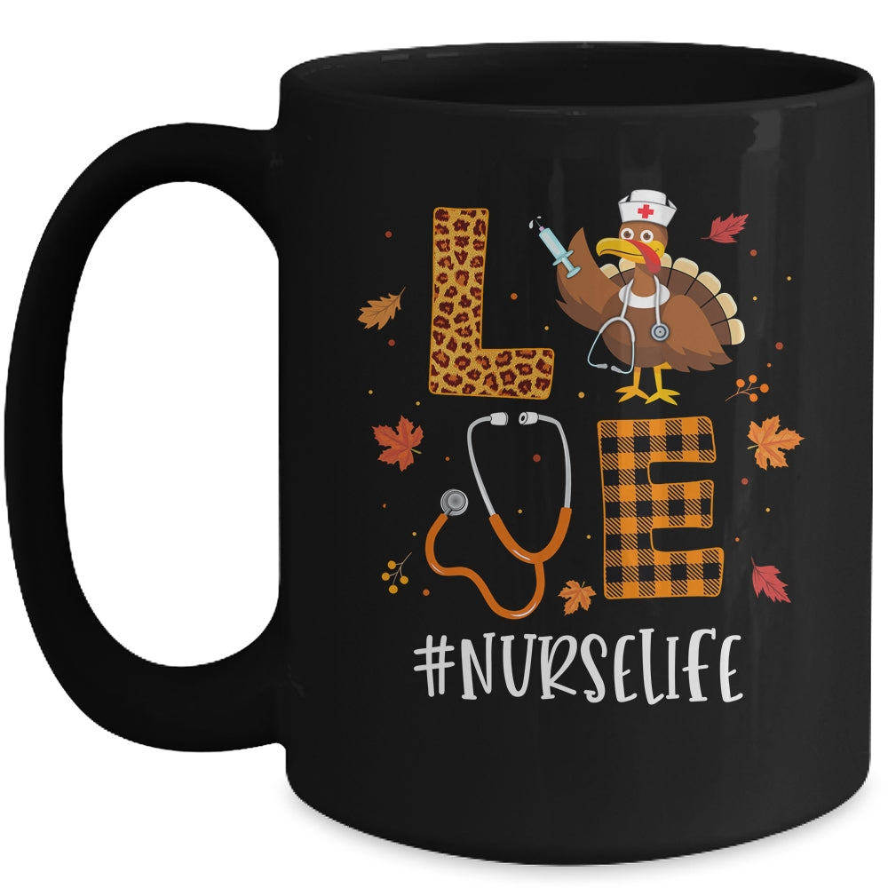 Love Turkey Stethoscope Nurse Life Thanksgiving Fall Mug | siriusteestore