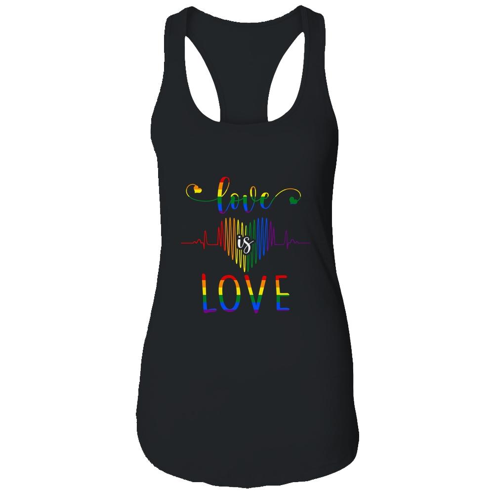 Love is Love Heartbeat Rainbow LGBT Gay Pride Shirt & Tank Top | Siriustee.com