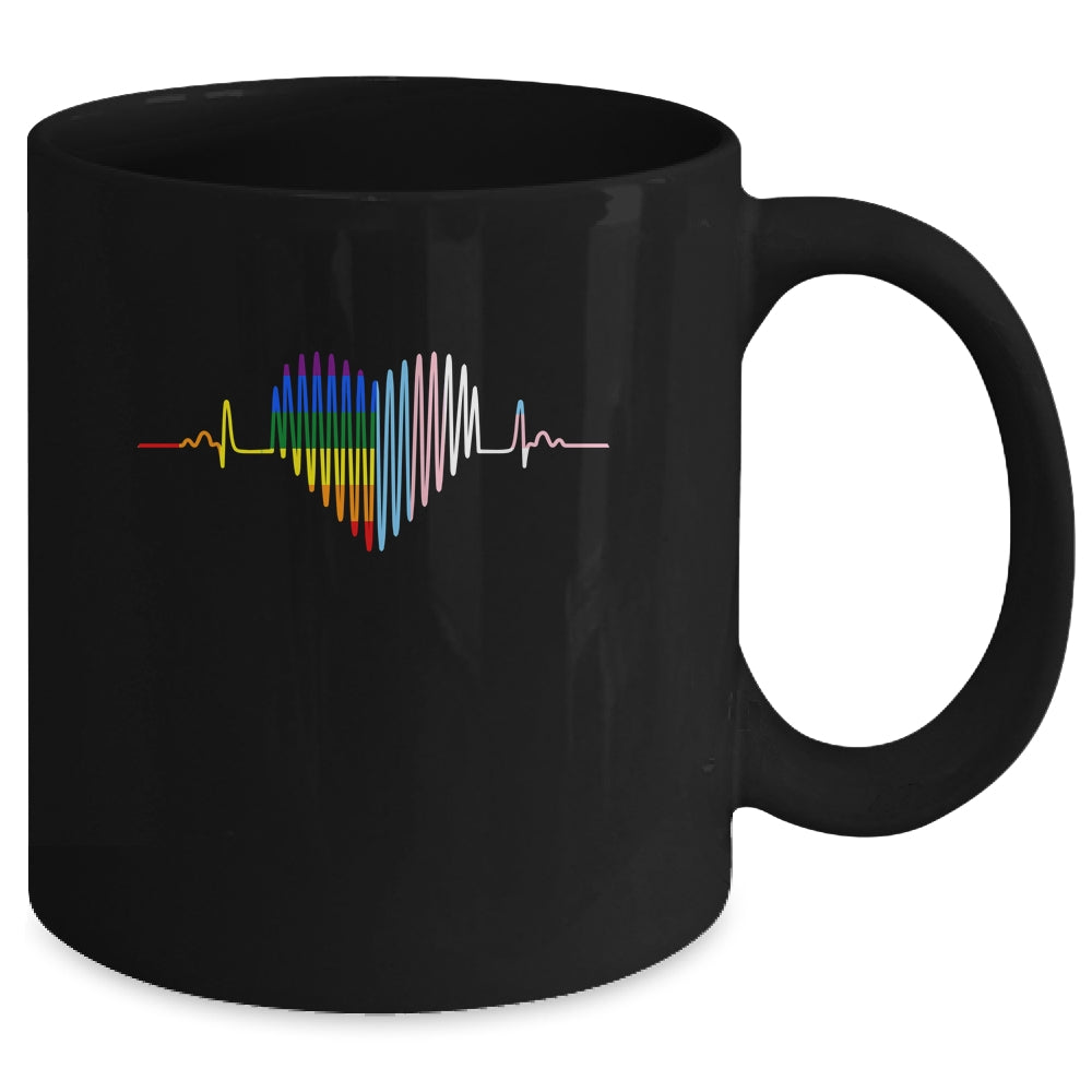 Lovely LGBT Gay Pride Heartbeat Lesbian Gay Transgender Love Mug | siriusteestore