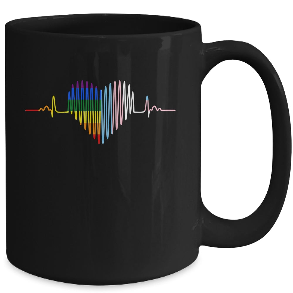Lovely LGBT Gay Pride Heartbeat Lesbian Gay Transgender Love Mug | siriusteestore