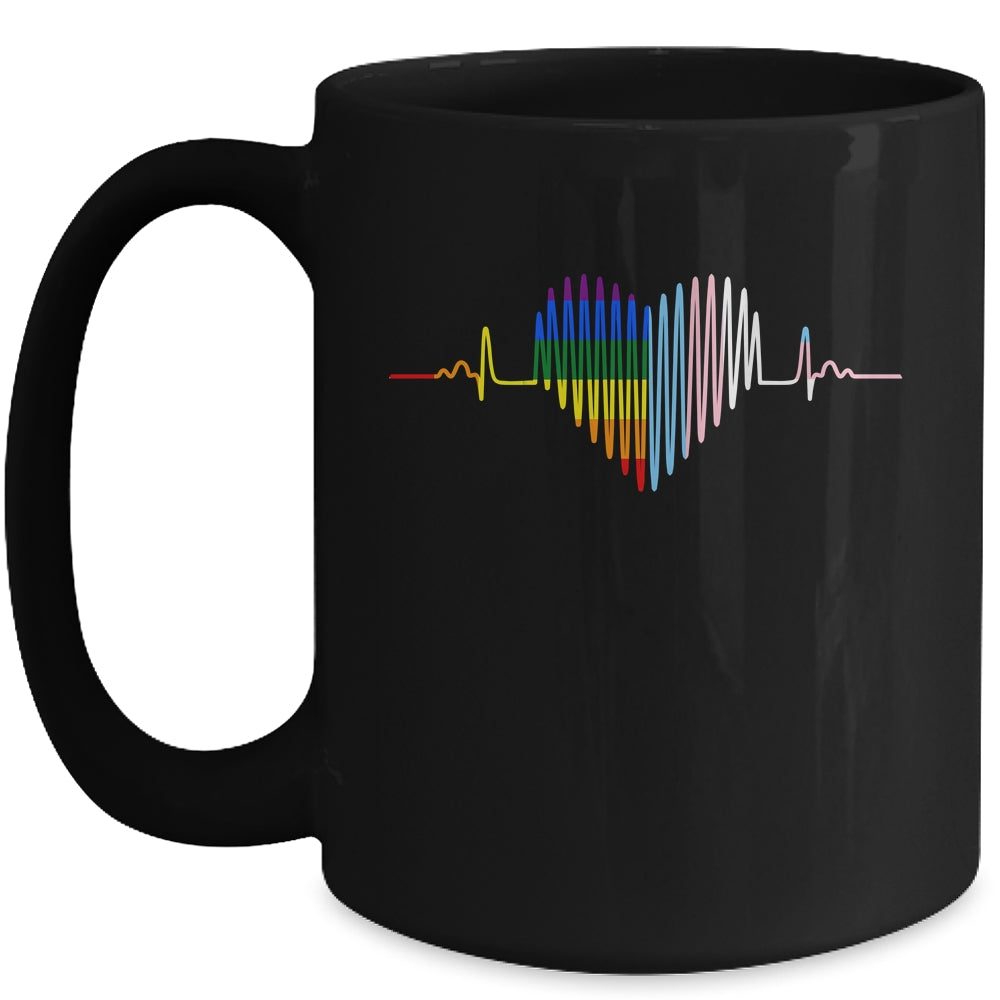 Lovely LGBT Gay Pride Heartbeat Lesbian Gay Transgender Love Mug | siriusteestore
