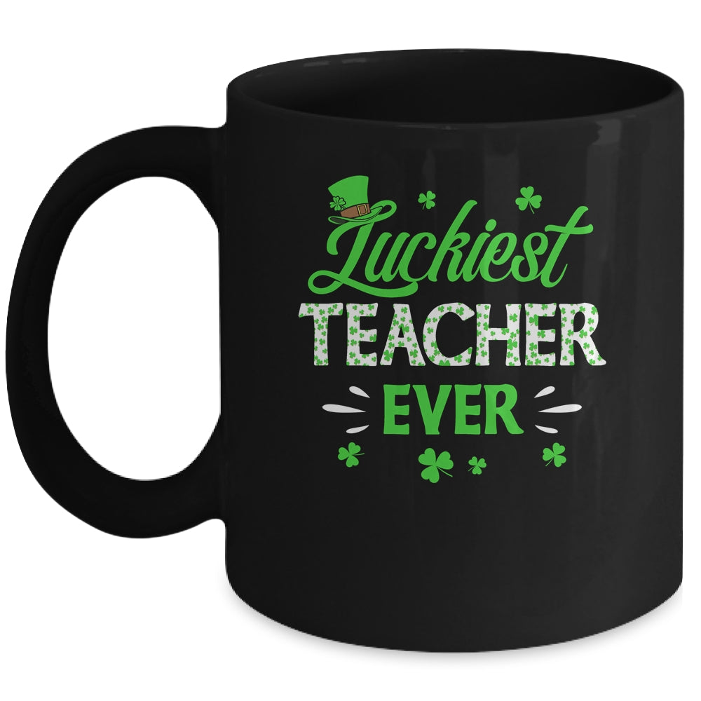 Luckiest Teacher Ever St Patrick's Day Clover Shamrock Gift Mug | siriusteestore