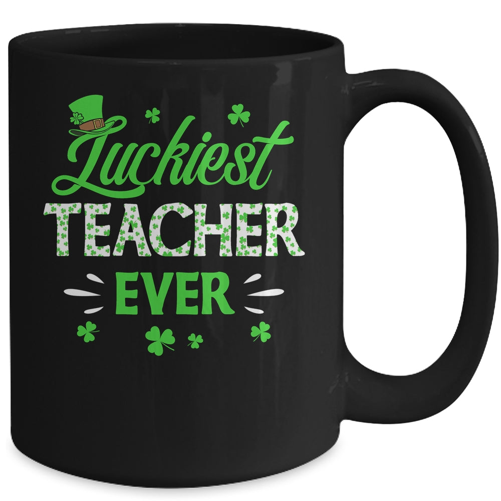 Luckiest Teacher Ever St Patrick's Day Clover Shamrock Gift Mug | siriusteestore