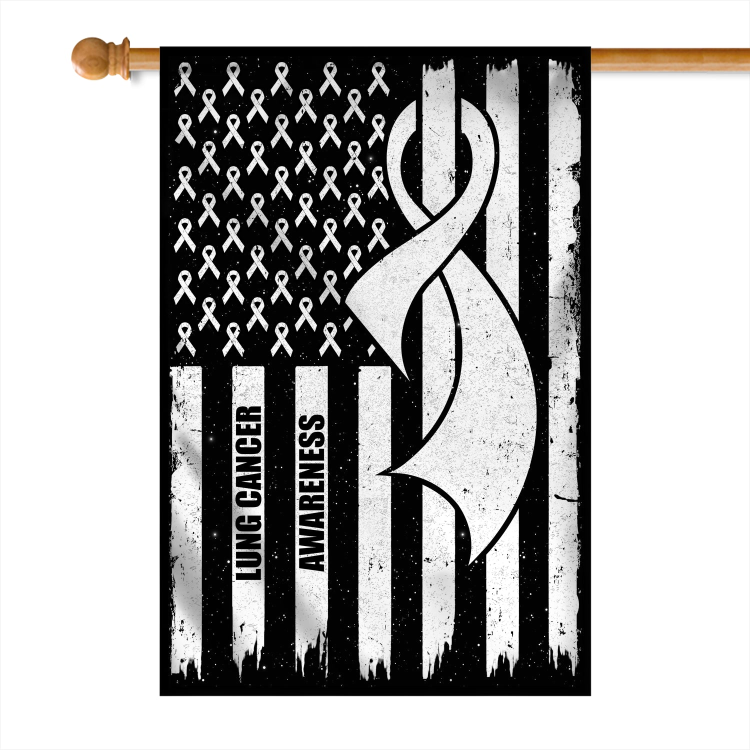 Lung Cancer Awareness America Flag White Ribbon | siriusteestore