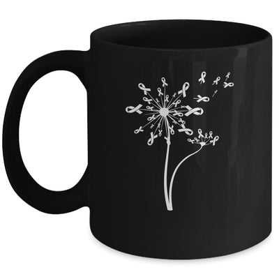 Lung Cancer Awareness Dandelion White Ribbon Mug | siriusteestore