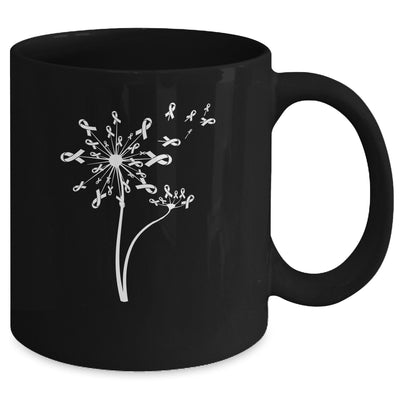 Lung Cancer Awareness Dandelion White Ribbon Mug | siriusteestore