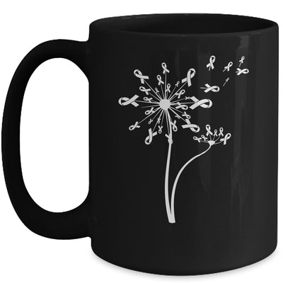 Lung Cancer Awareness Dandelion White Ribbon Mug | siriusteestore