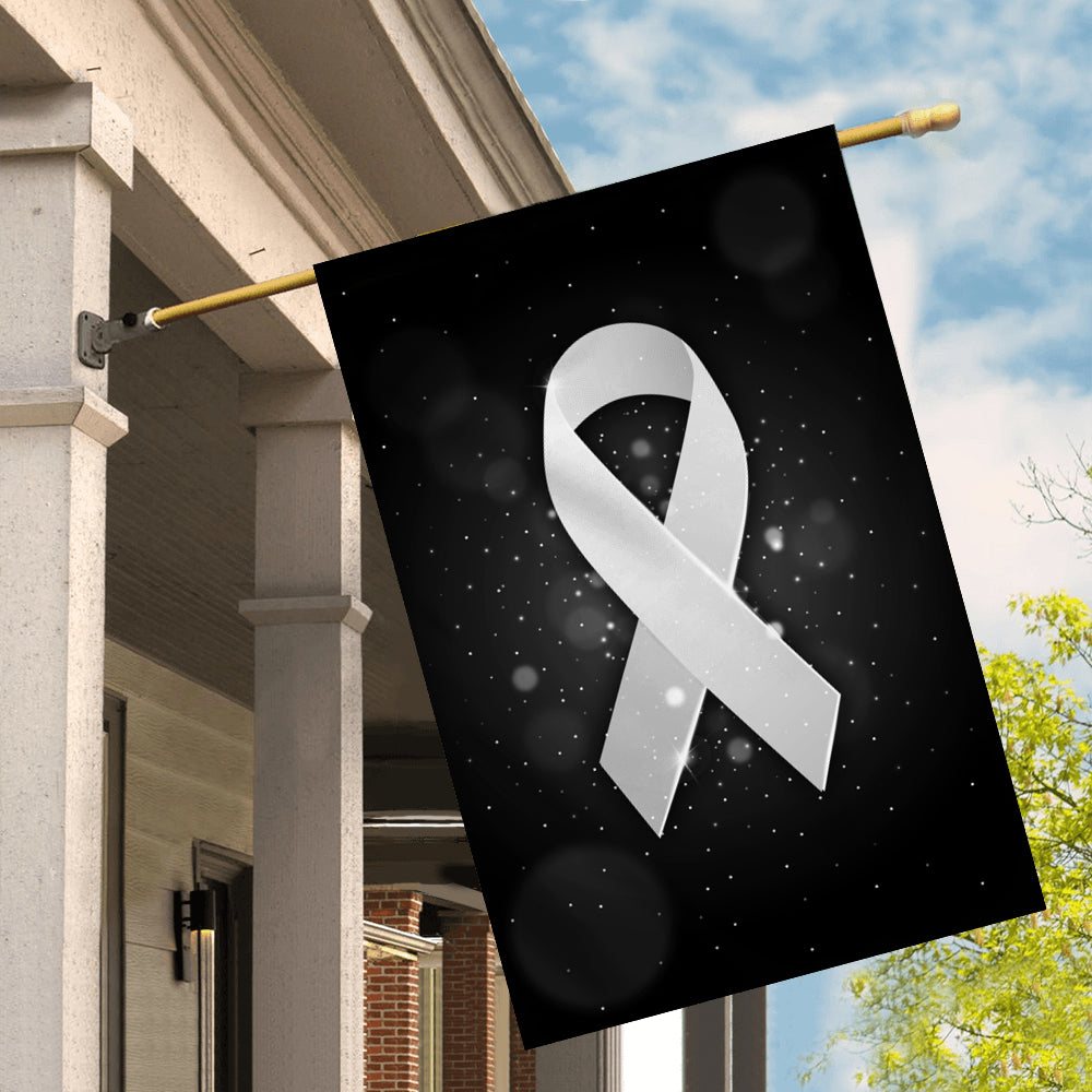 Lung Cancer Awareness Flag White Ribbon | siriusteestore