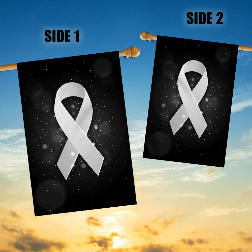 Lung Cancer Awareness Flag White Ribbon | siriusteestore