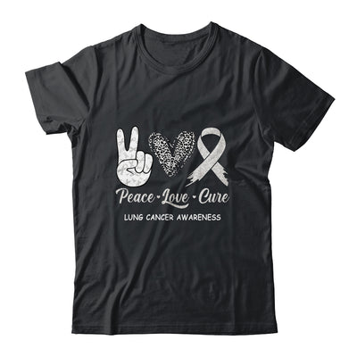 Lung Cancer Awarenesss Peace Love Cure Leopard Shirt & Hoodie | siriusteestore
