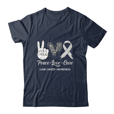 Lung Cancer Awarenesss Peace Love Cure Leopard Shirt & Hoodie | siriusteestore