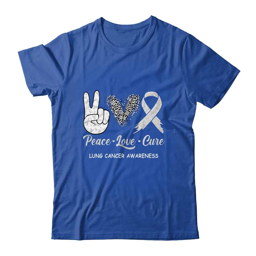 Lung Cancer Awarenesss Peace Love Cure Leopard Shirt & Hoodie | siriusteestore