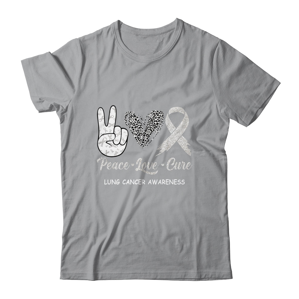Lung Cancer Awarenesss Peace Love Cure Leopard Shirt & Hoodie | siriusteestore