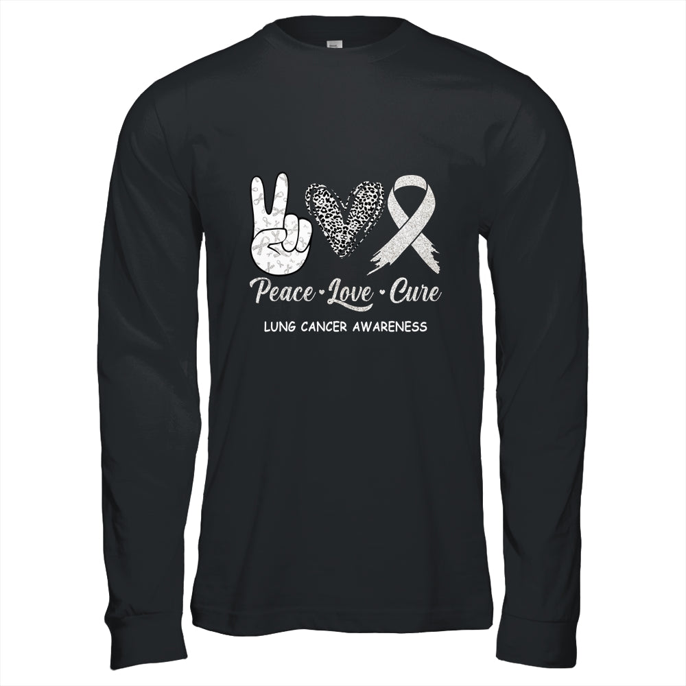 Lung Cancer Awarenesss Peace Love Cure Leopard Shirt & Hoodie | siriusteestore