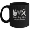 Lung Cancer Awarenesss Peace Love Cure Leopard Mug | siriusteestore