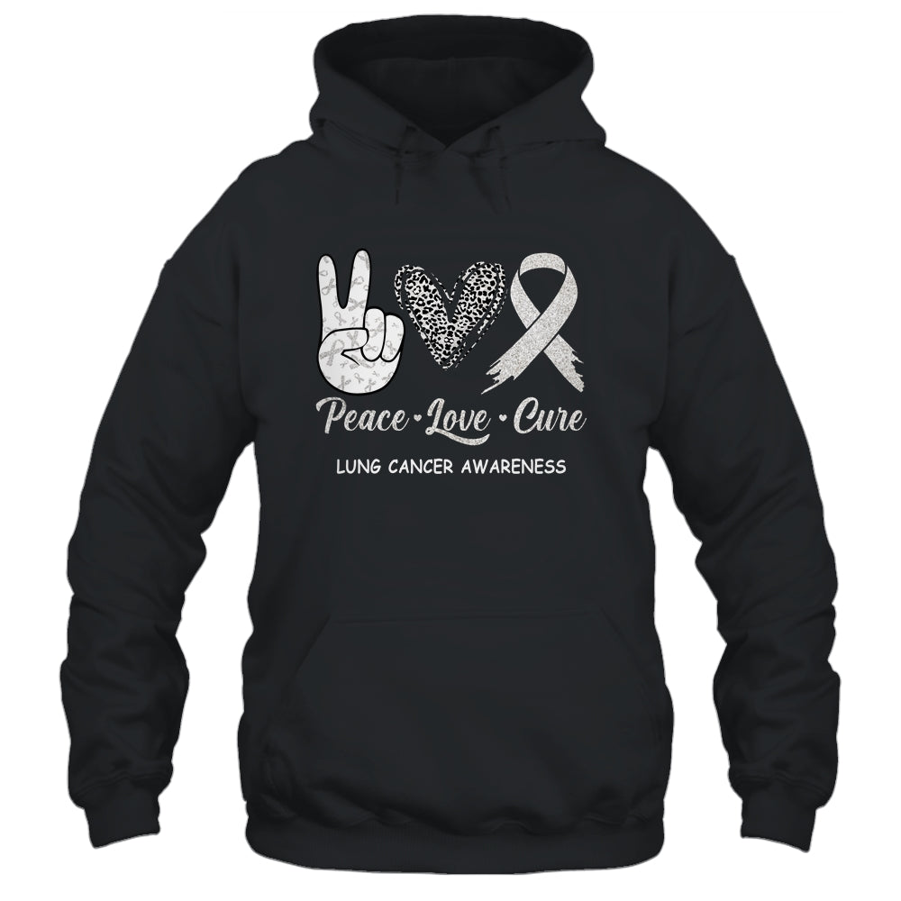 Lung Cancer Awarenesss Peace Love Cure Leopard Shirt & Hoodie | siriusteestore