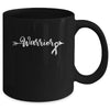 Lung Cancer Warrior Lung Cancer Awareness White Ribbon Mug | siriusteestore