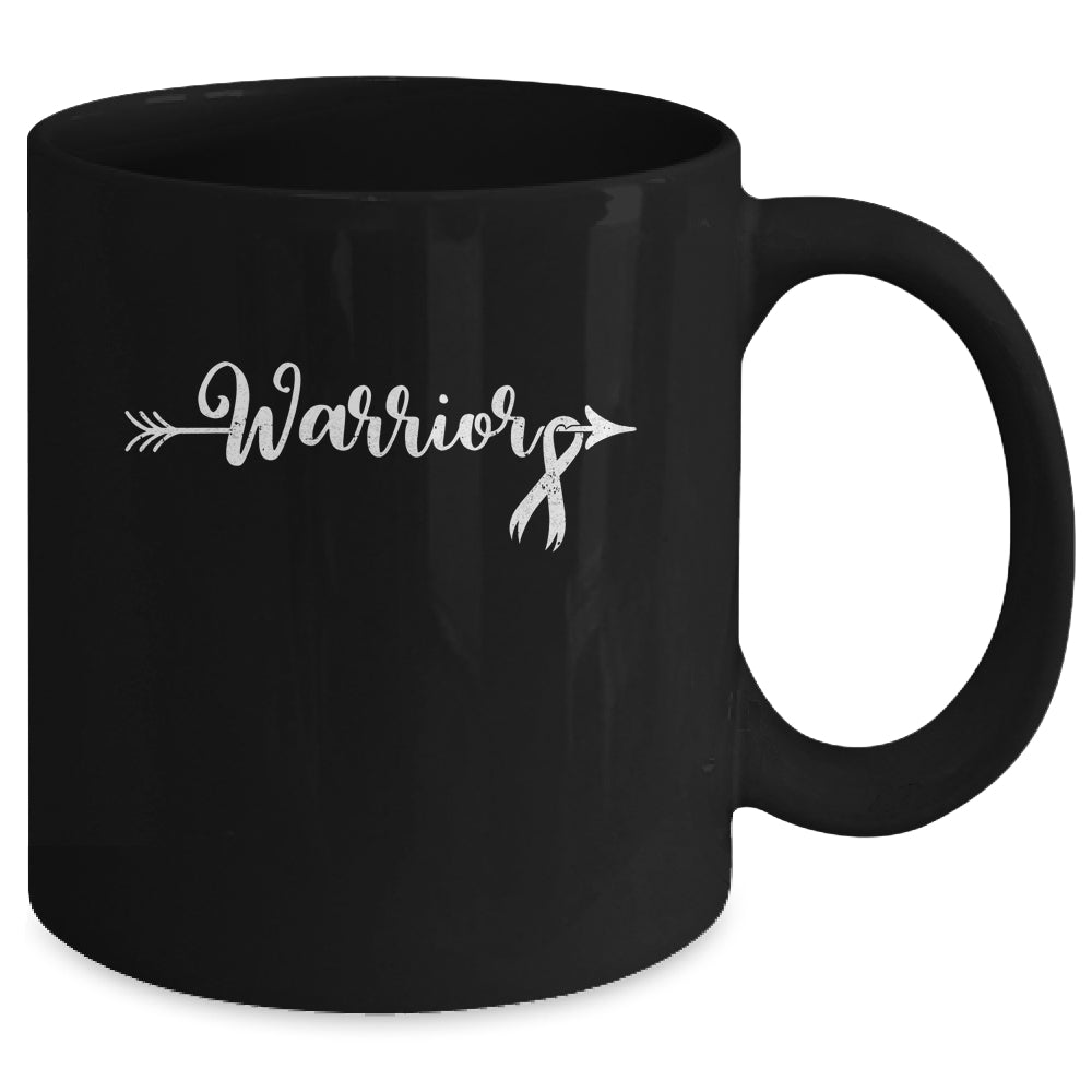 Lung Cancer Warrior Lung Cancer Awareness White Ribbon Mug | siriusteestore
