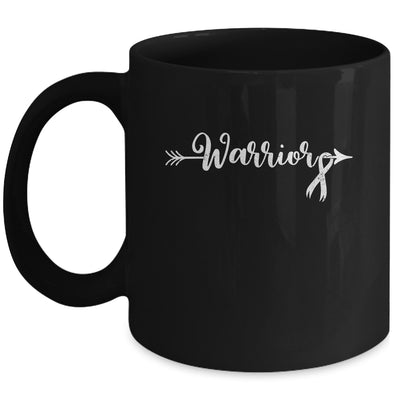 Lung Cancer Warrior Lung Cancer Awareness White Ribbon Mug | siriusteestore
