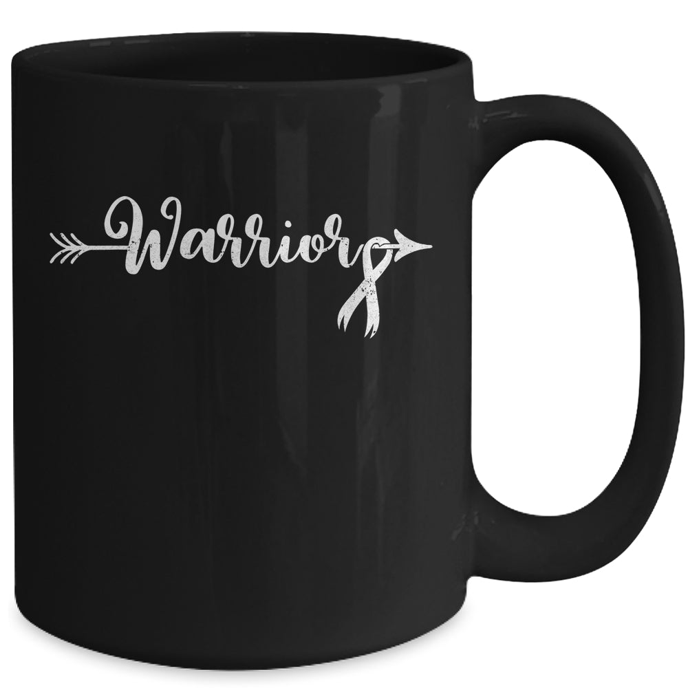 Lung Cancer Warrior Lung Cancer Awareness White Ribbon Mug | siriusteestore