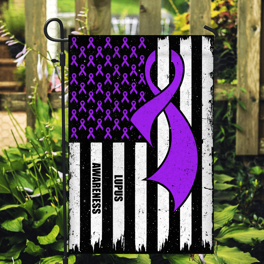 Lupus Awareness America Flag Purple Ribbon | siriusteestore
