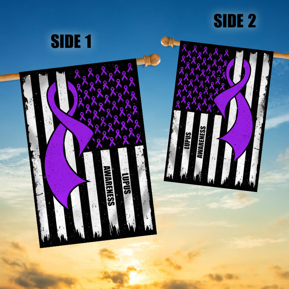Lupus Awareness America Flag Purple Ribbon | siriusteestore