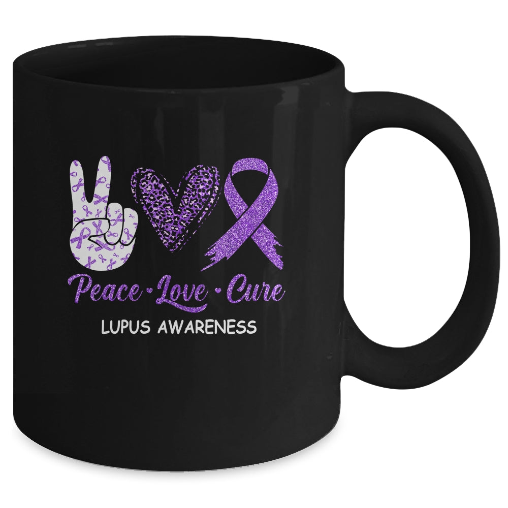 Lupus Awareness Peace Love Cure Leopard Mug | siriusteestore