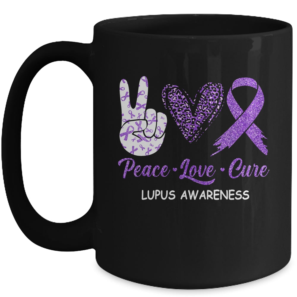 Lupus Awareness Peace Love Cure Leopard Mug | siriusteestore
