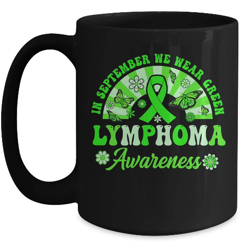 Lymphoma Awareness In September We Wear Green Groovy Mug | siriusteestore